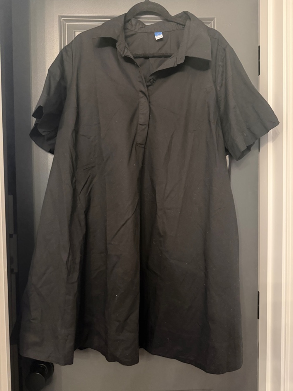Old Navy Black Collared Short Sleeve Shirt Dress